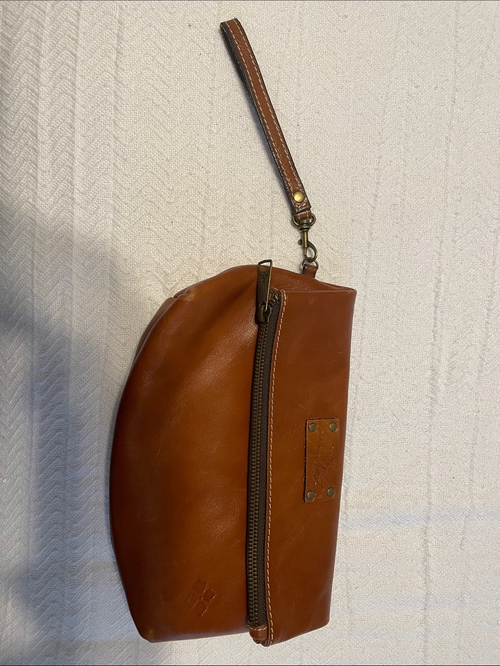 Patricia Nash Cognac Brown Leather Wristlet Clutch
